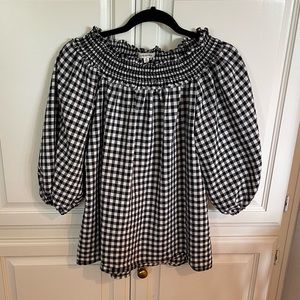 Max Studio Buffalo Gingham Check Peasant Blouse M